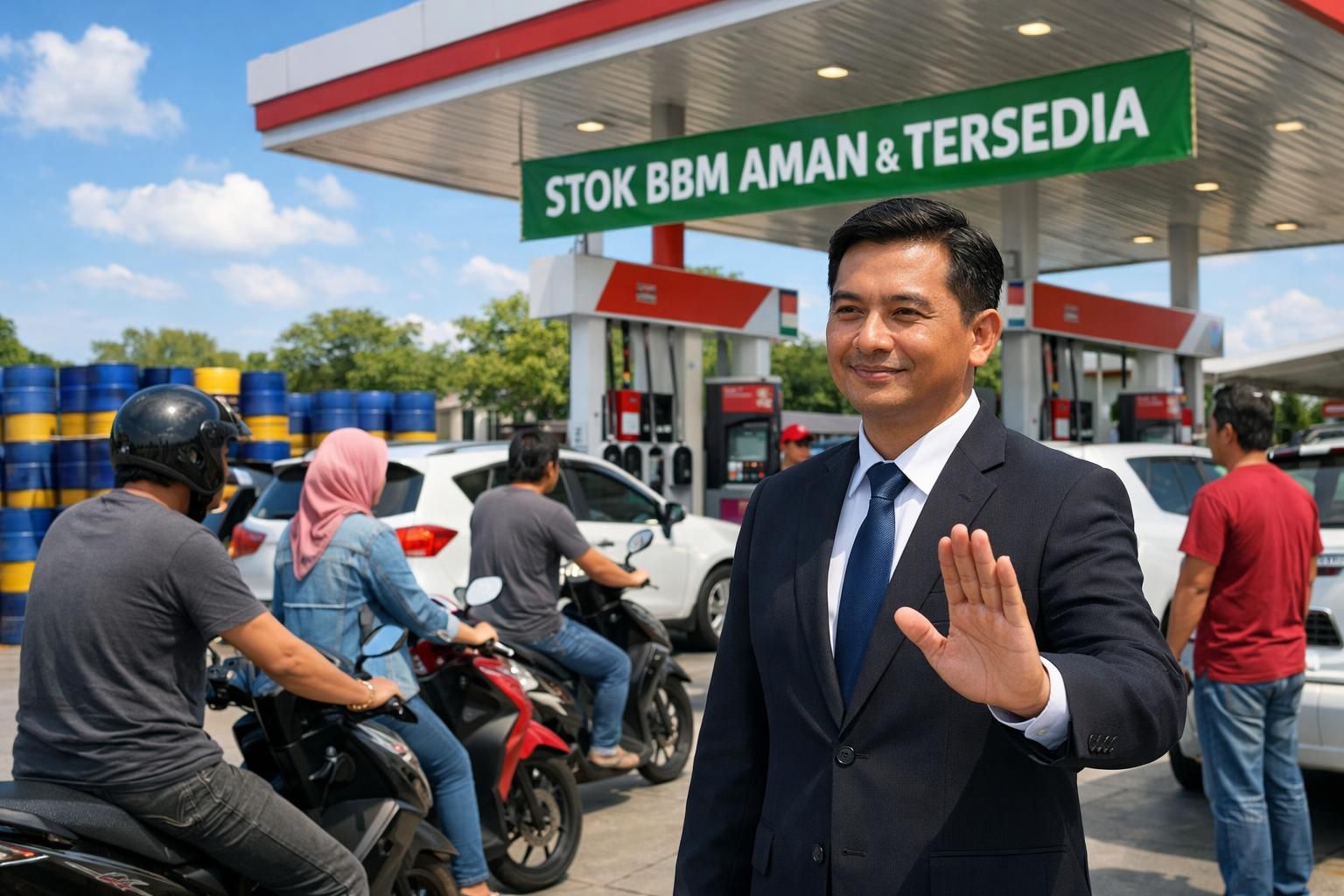 bahlil mengimbau warga agar tidak melakukan pembelian bbm secara panik dan menggunakan sesuai kebutuhan.