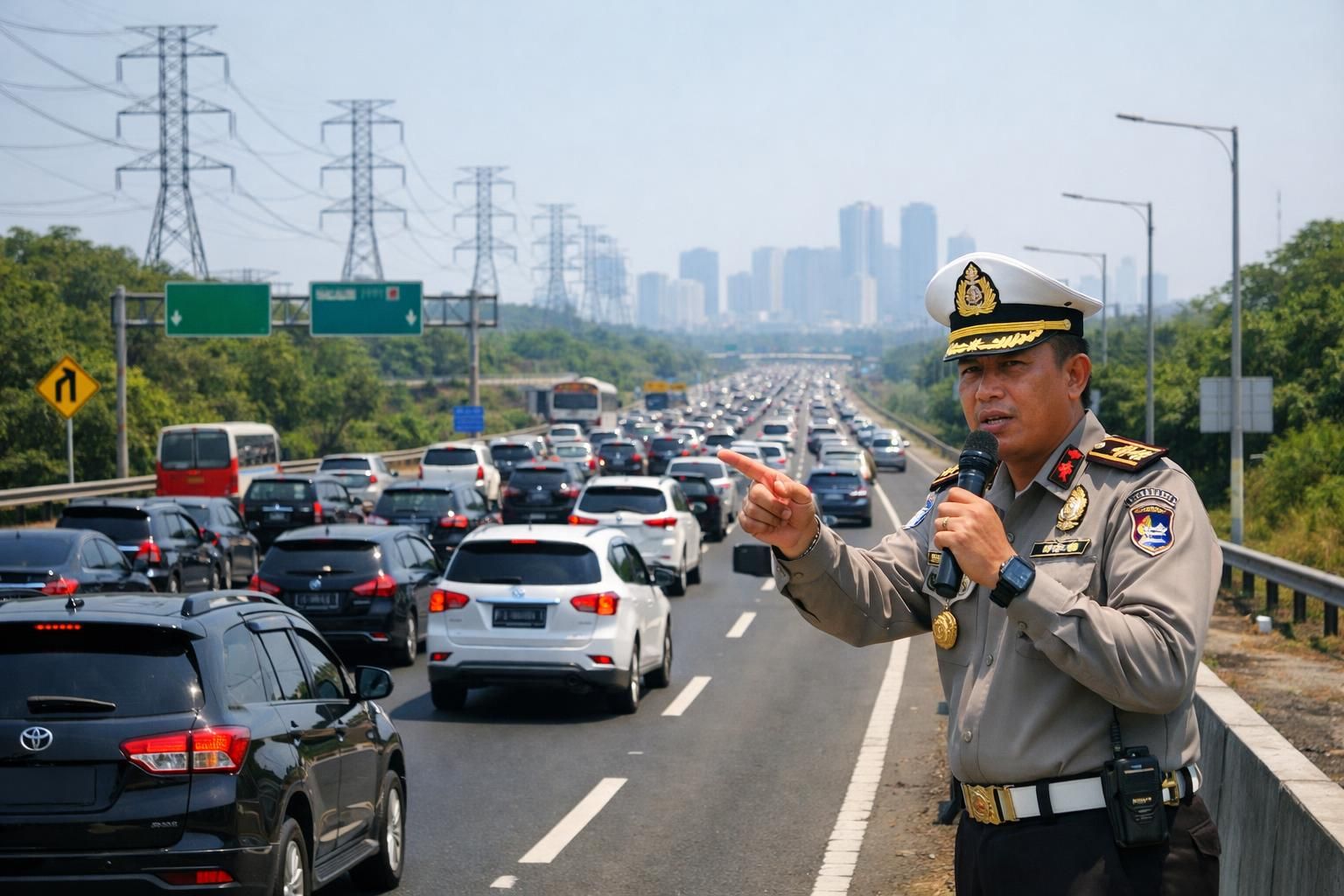 one way arus balik mulai diberlakukan hari ini jam 14.00. kakorlantas memberikan imbauan penting bagi para pemudik untuk memastikan keselamatan dan kelancaran perjalanan.