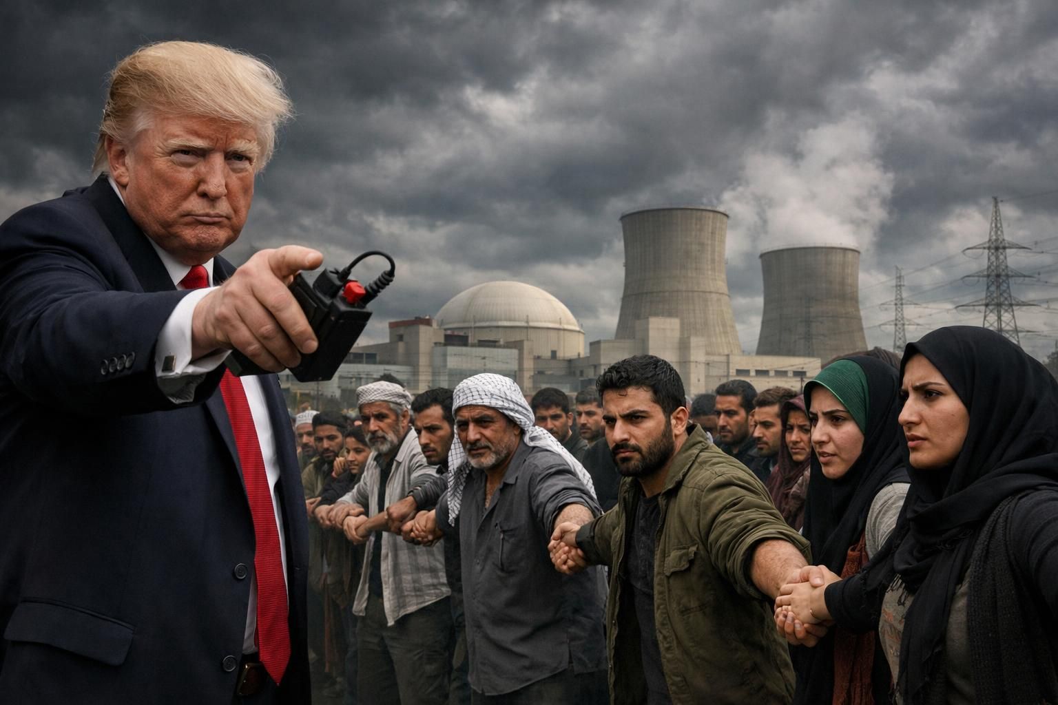 trump mengancam serangan bom ke pembangkit listrik, iran mengajak warga membentuk rantai manusia untuk melindungi fasilitas penting.